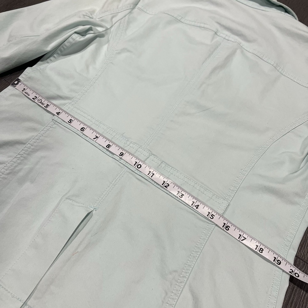 Eddie Bauer Jacket Women Seafoam Blue Legend Wash Collared Sz 14 Military Safari - Picture 6 of 12